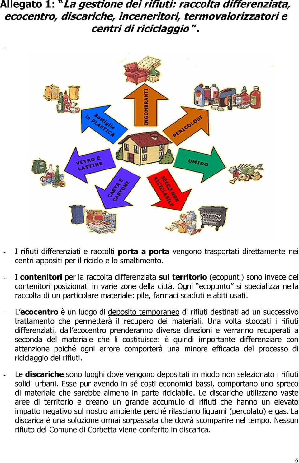 - I contenitori per la raccolta differenziata sul territorio (ecopunti) sono invece dei contenitori posizionati in varie zone della città.