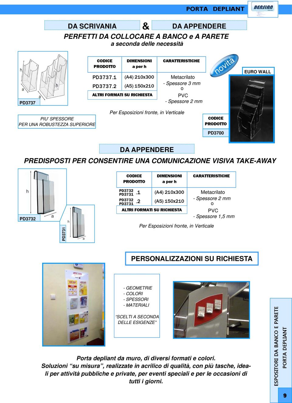 CONSENTIRE UNA COMUNICAZIONE VISIVA TAKE-AWAY PD3732 PD3731 PD3732 PD3731 PD3732 PD3731.1 (A4) 210x300.