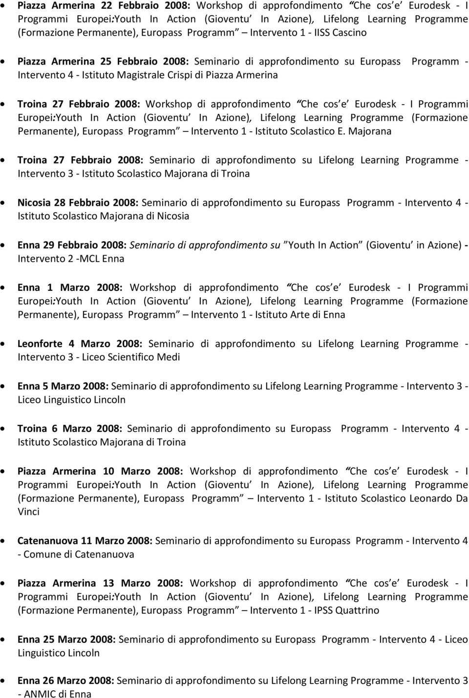 Europass Programm Intervento 1 Istituto Scolastico E.