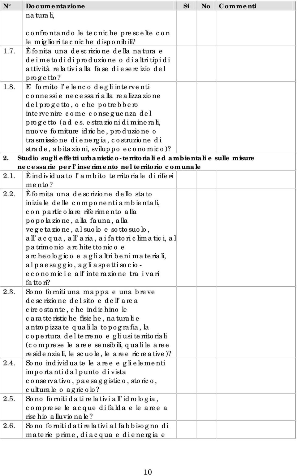 E fornito l elenco degli interventi connessi e necessari alla realizzazione del progetto, o che potrebbero intervenire come conseguenza del progetto (ad es.