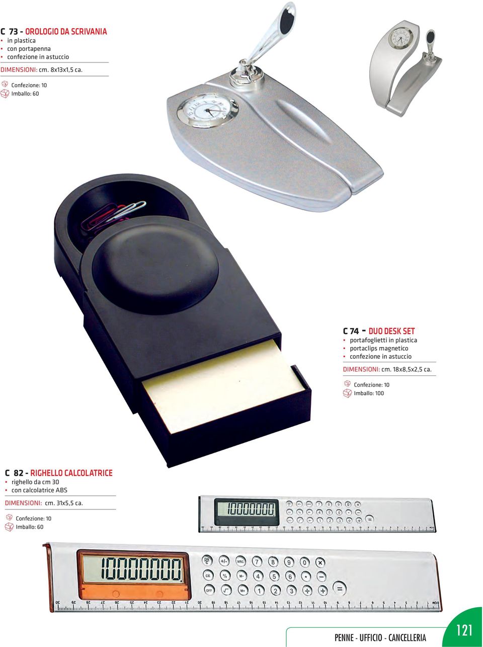 Confezione: 10 Imballo: 60 C 74 - duo desk set portafoglietti in plastica portaclips magnetico