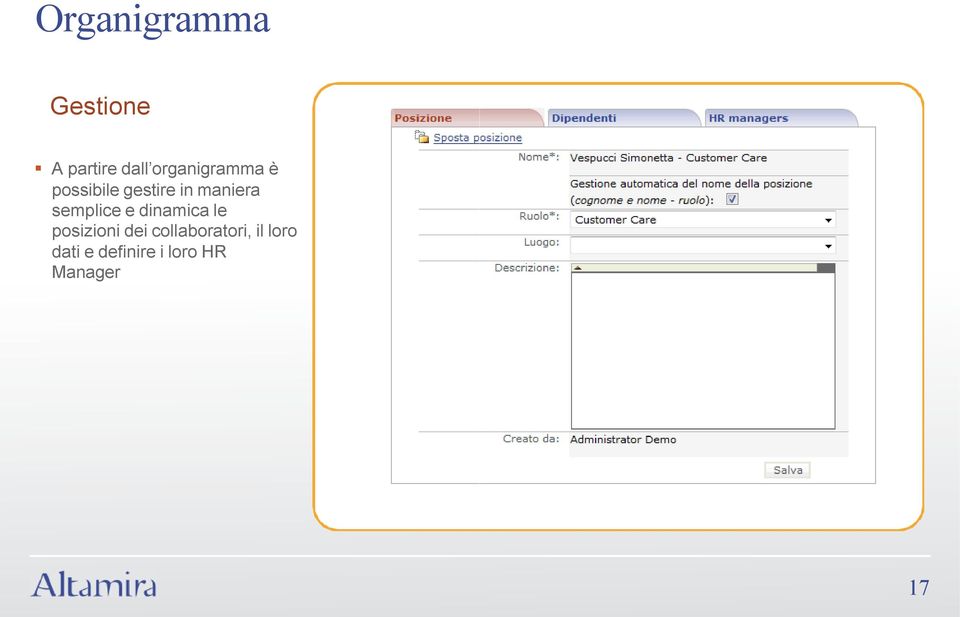 semplice e dinamica le posizioni dei