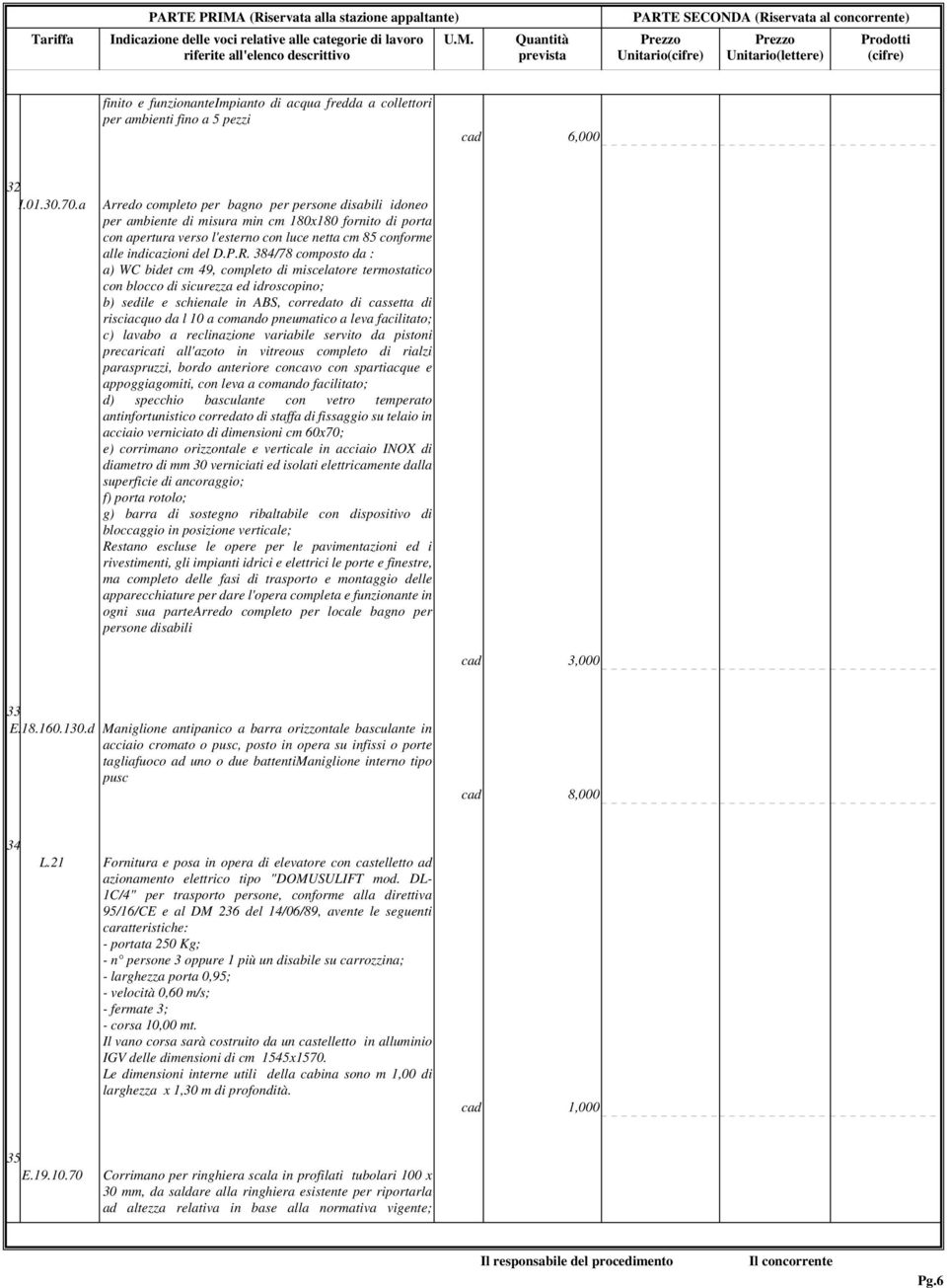 384/78 composto da : a) WC bidet cm 49, completo di miscelatore termostatico con blocco di sicurezza ed idroscopino; b) sedile e schienale in ABS, corredato di cassetta di risciacquo da l 10 a