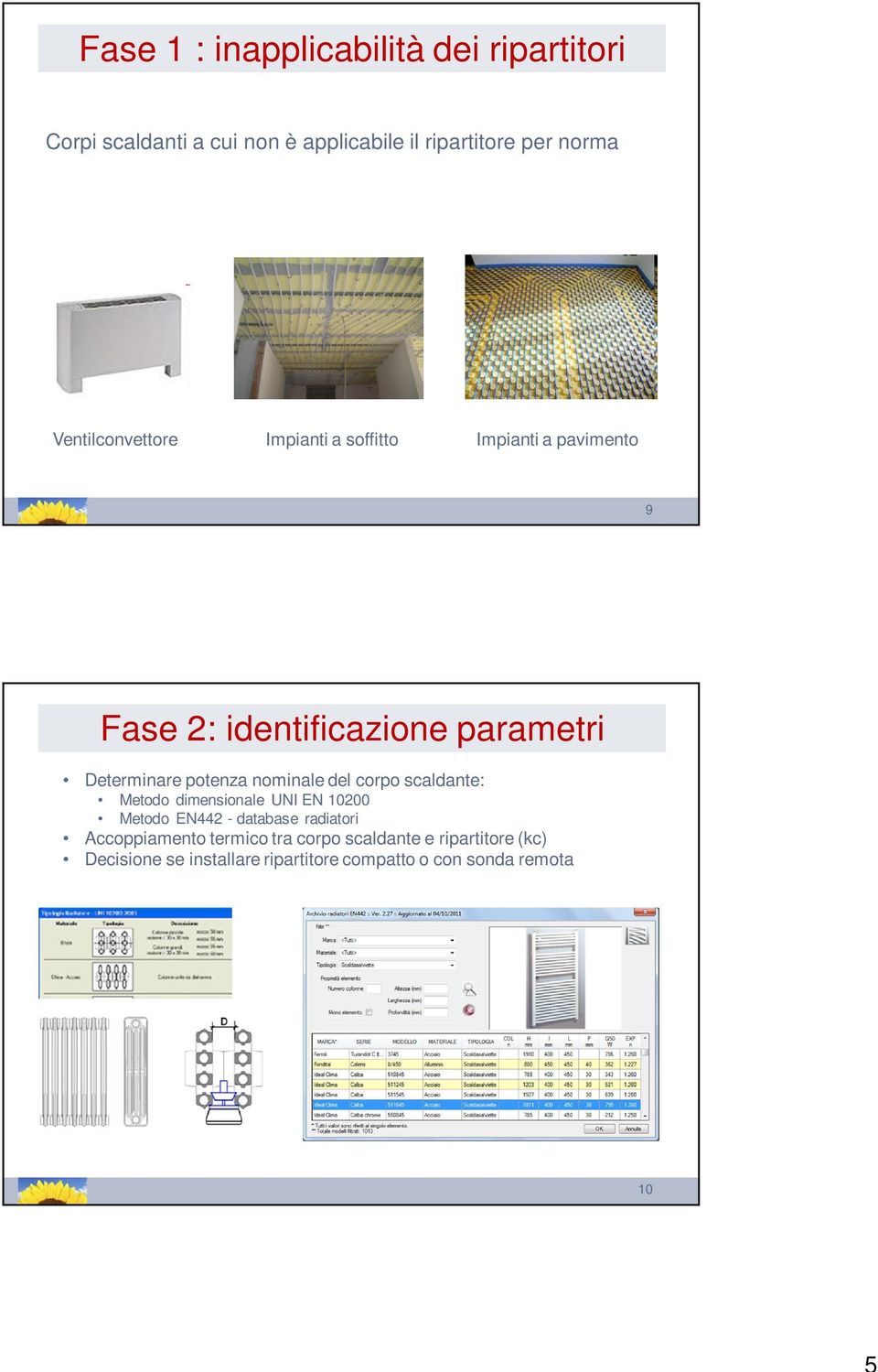 potenza nominale del corpo scaldante: Metodo dimensionale UNI EN 10200 Metodo EN442 - database radiatori