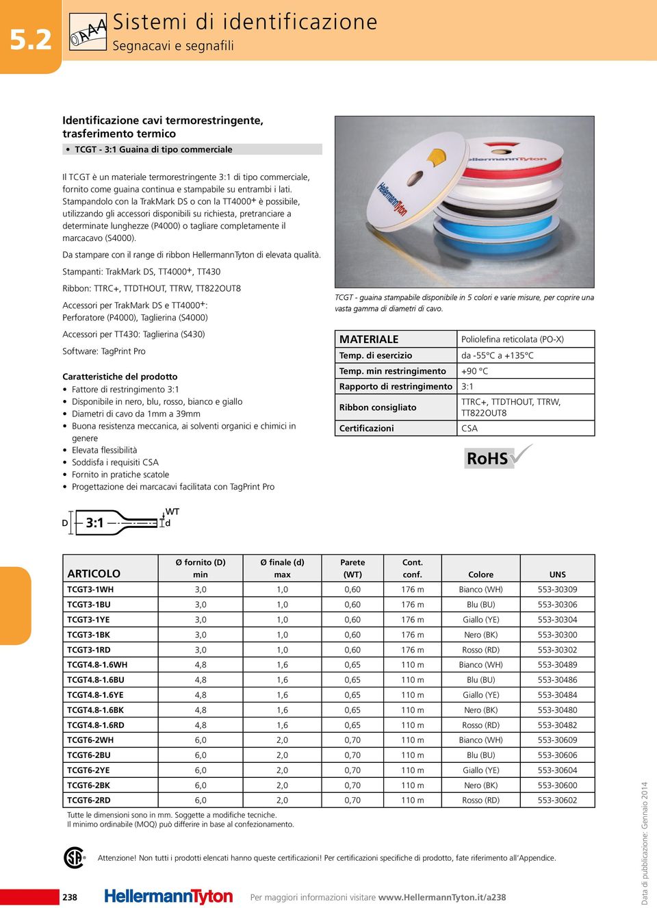 Stampandolo con la TrakMark DS o con la TT4000 + è possibile, utilizzando gli accessori disponibili su richiesta, pretranciare a determinate lunghezze (P4000) o tagliare completamente il marcacavo