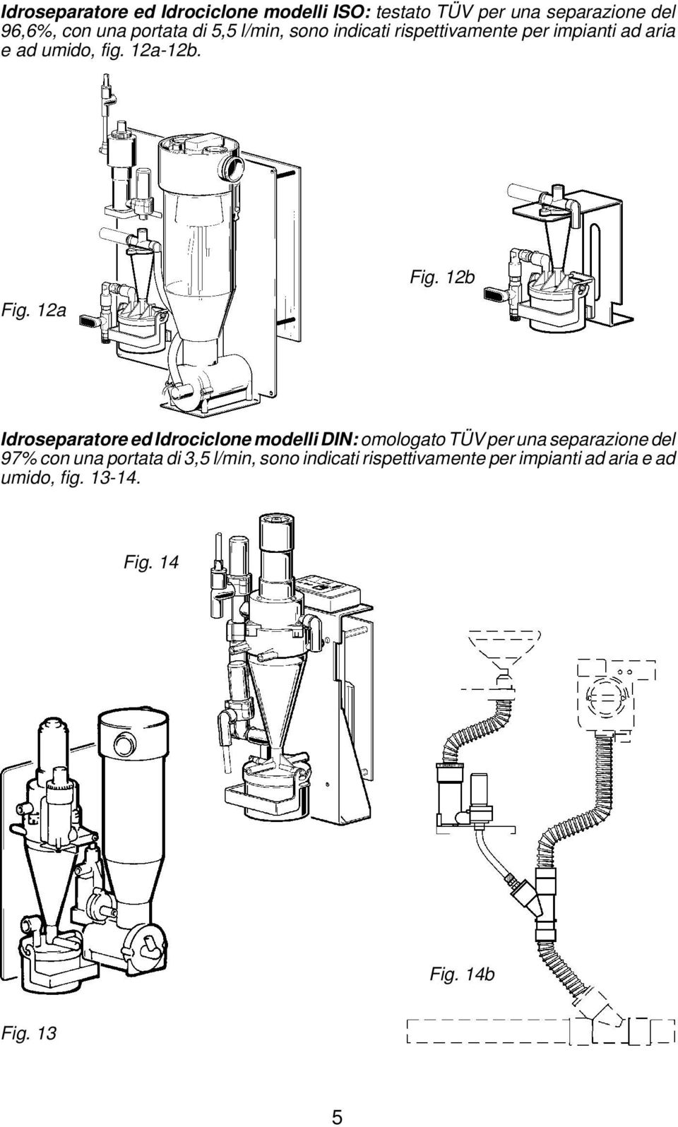 12b Idroseparatore ed Idrociclone modelli DIN: omologato TÜV per una separazione del 97% con una portata