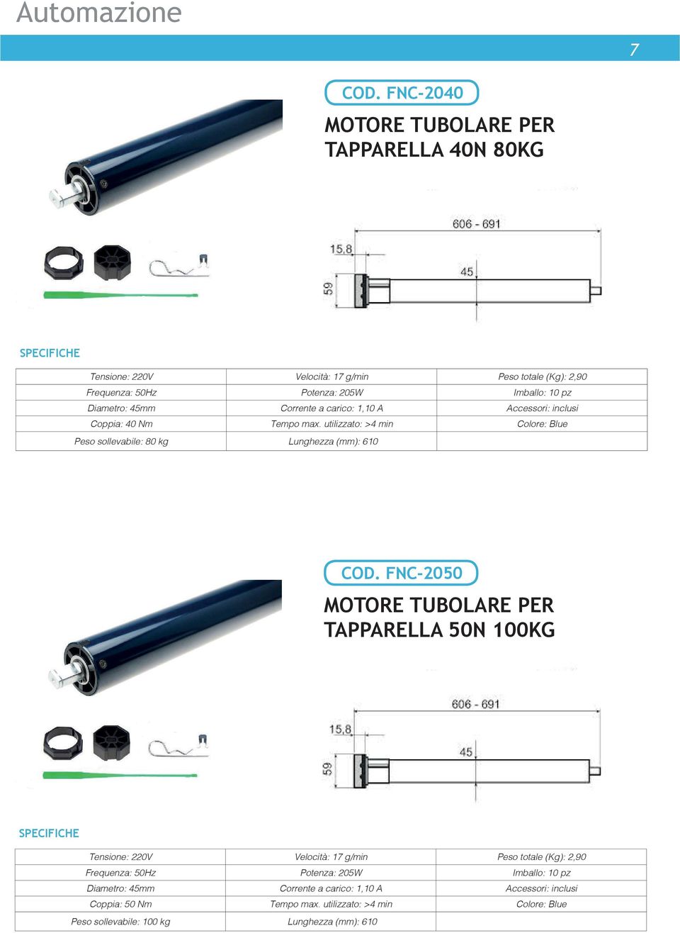 45mm Corrente a carico: 1,10 A Accessori: inclusi Coppia: 40 Nm Tempo max. utilizzato: >4 min Colore: Blue Peso sollevabile: 80 kg Lunghezza (mm): 610 COD.