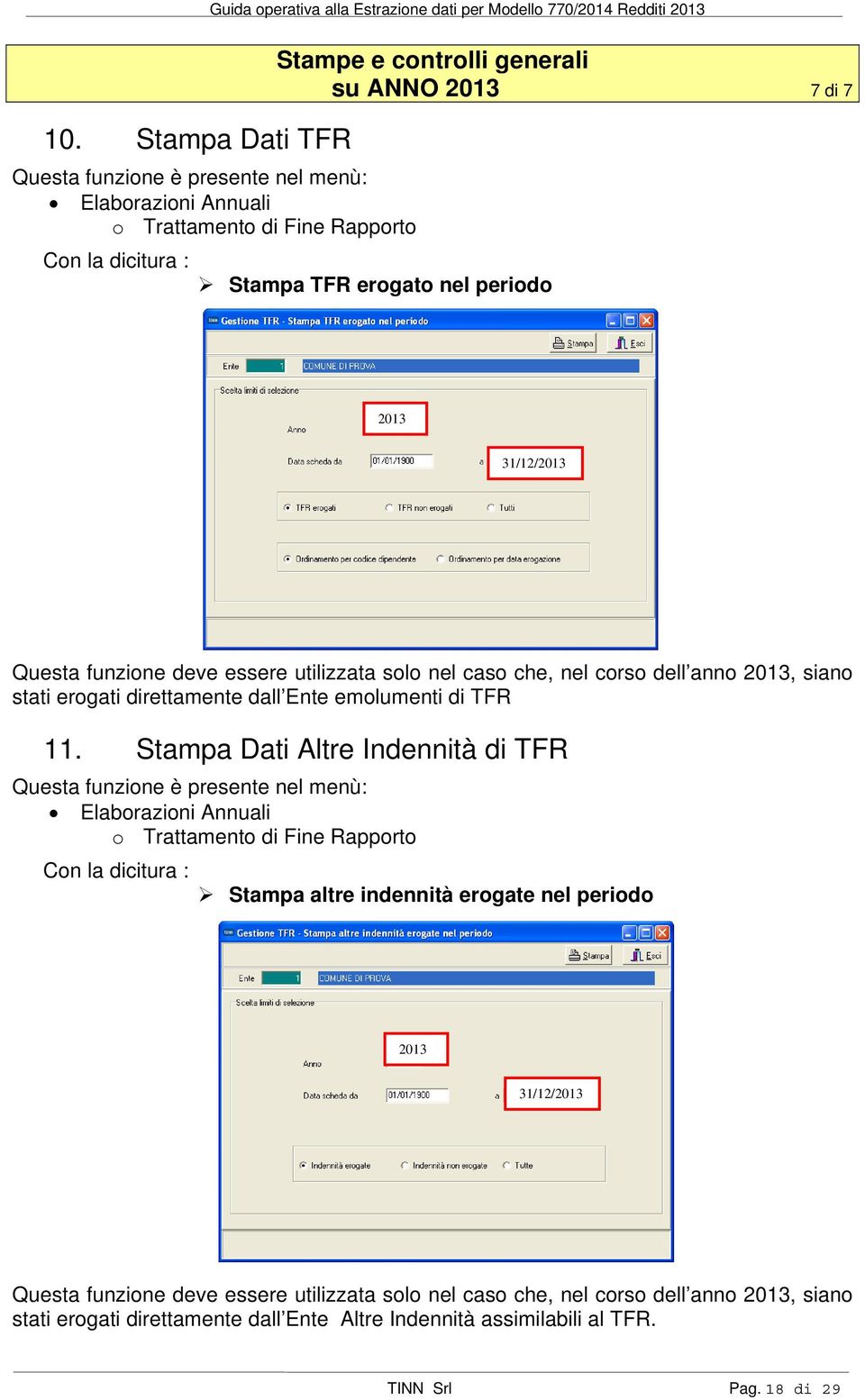 Ente emolumenti di TFR 11.