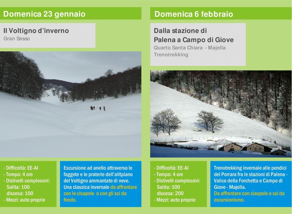 ammantate di neve. Una classica invernale da affrontare con le cisapole o con gli sci da fondo.