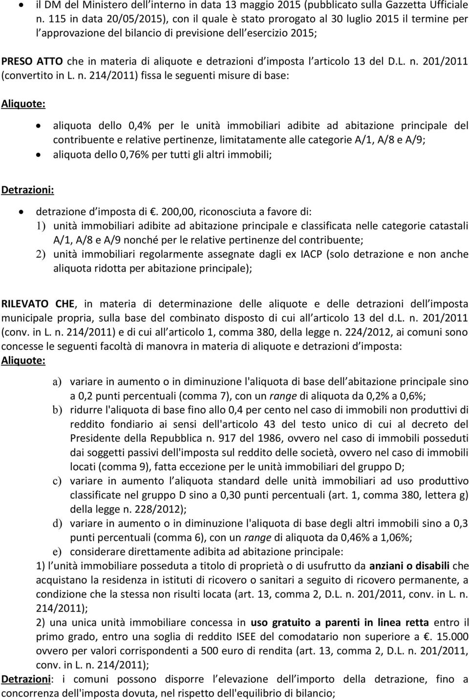 detrazioni d imposta l articolo 13 del D.L. n.