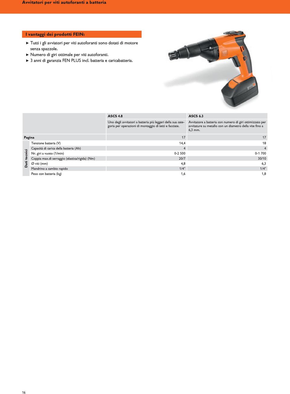 Avvitatore a batteria con numero di giri ottimizzato per avvitature su metallo con un diametro della vite fino a 6,3.