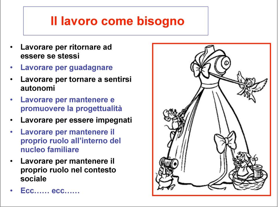 la progettualità Lavorare per essere impegnati Lavorare per mantenere il proprio ruolo