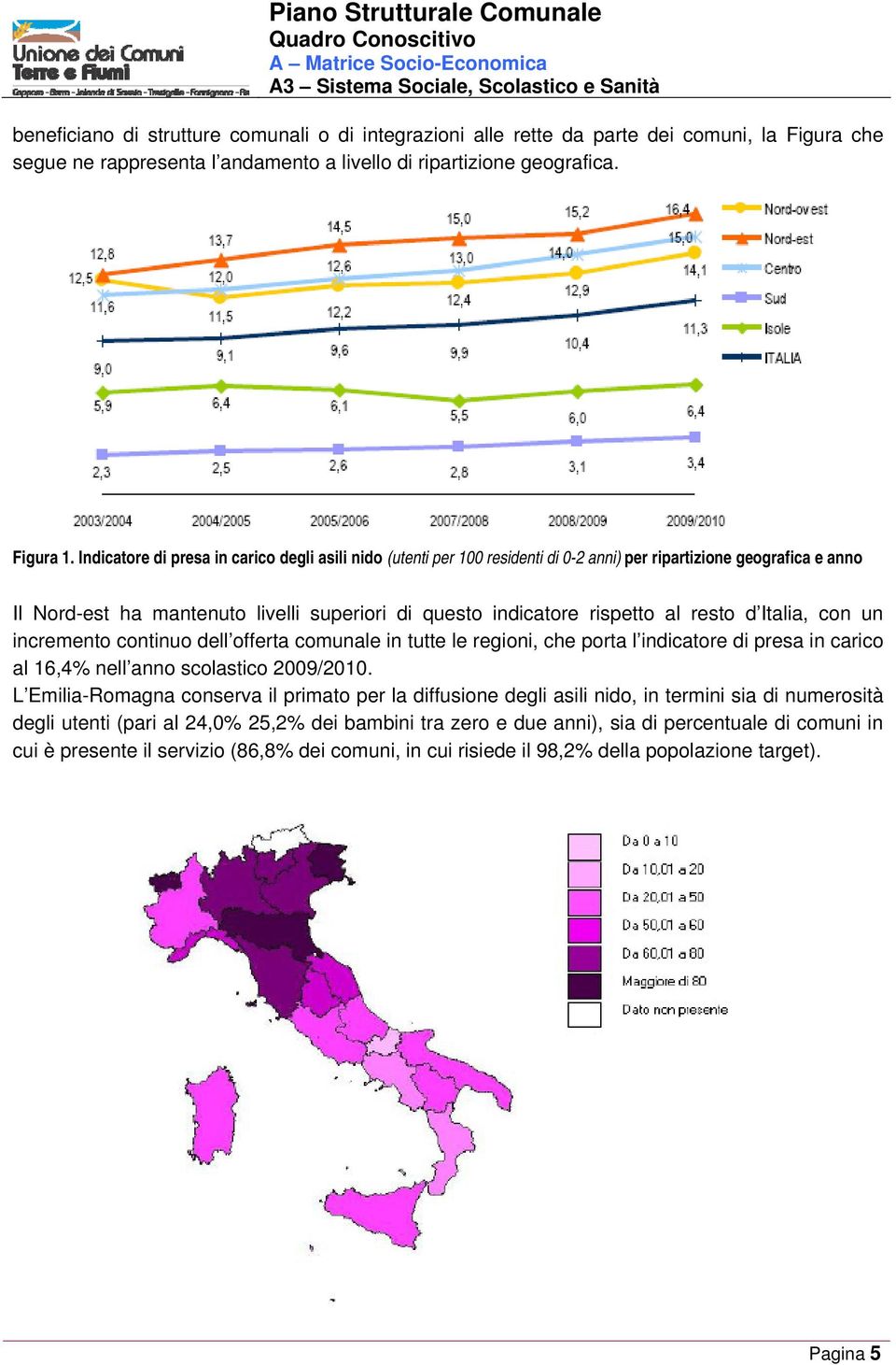 resto d Italia, con un incremento continuo dell offerta comunale in tutte le regioni, che porta l indicatore di presa in carico al 16,4% nell anno scolastico 2009/2010.