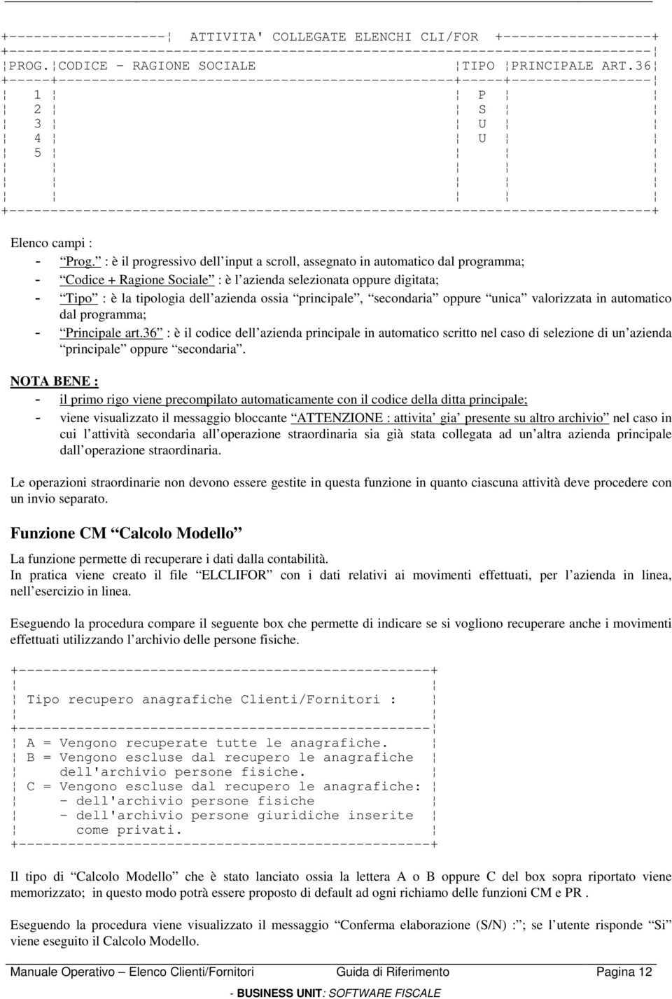 : è il progressivo dell input a scroll, assegnato in automatico dal programma; Codice + Ragione Sociale : è l azienda selezionata oppure digitata; Tipo : è la tipologia dell azienda ossia principale,