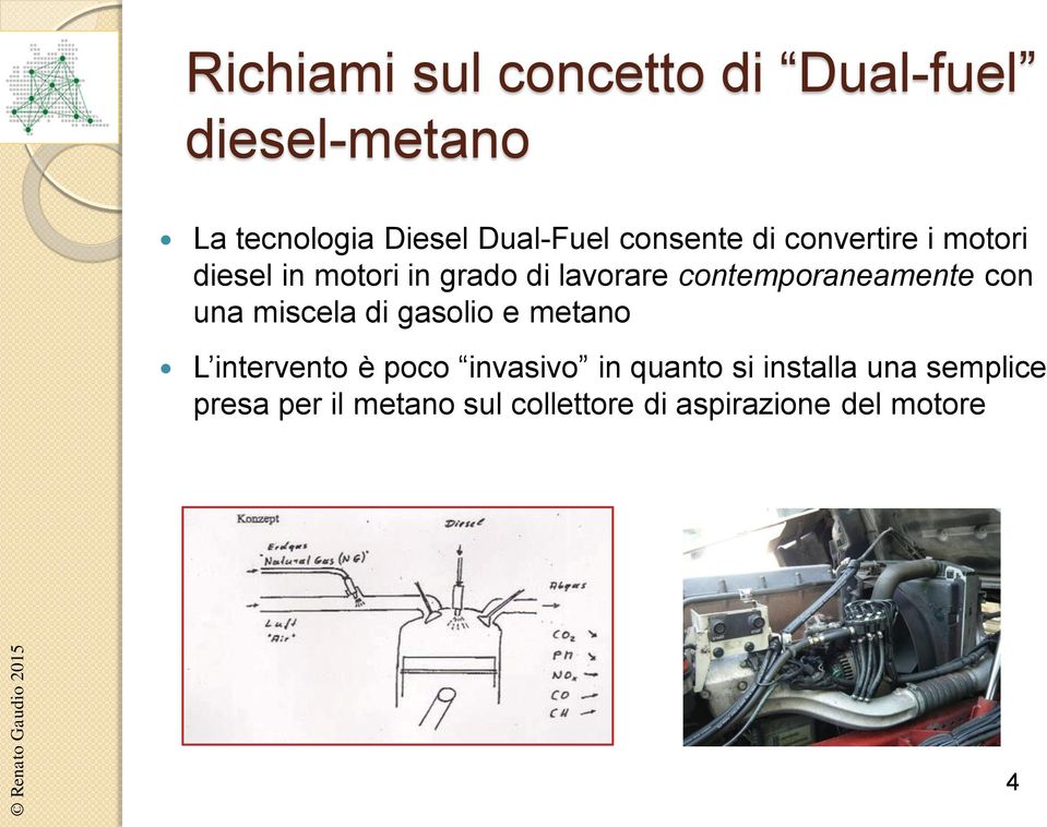 contemporaneamente con una miscela di gasolio e metano L intervento è poco invasivo