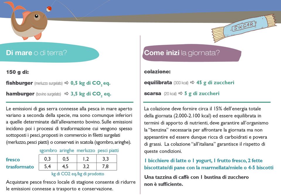 emissioni di gas serra connesse alla pesca in mare aperto variano a seconda della specie, ma sono comunque inferiori a quelle determinate dall allevamento bovino.