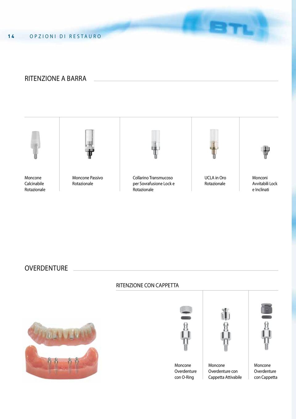 Rotazionale Monconi Avvitabili Lock e Inclinati OVERDENTURE RITENZIONE CON CAPPETTA