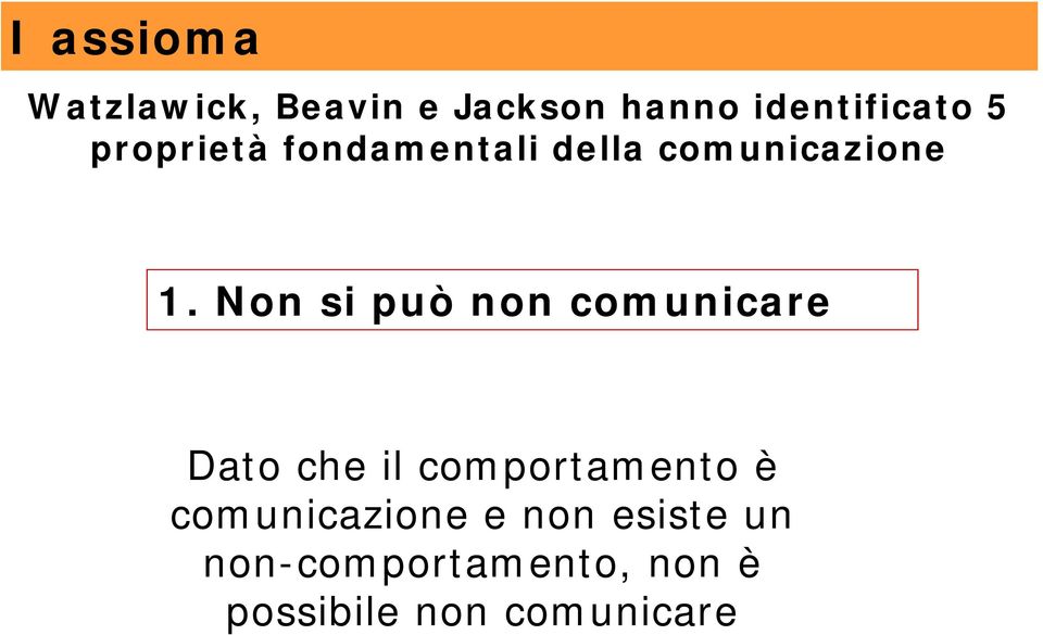 Non si può non comunicare Dato che il comportamento è