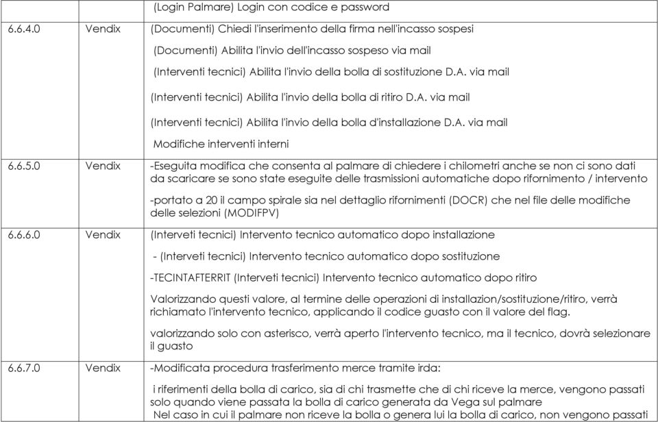 A. via mail (Interventi tecnici) Abilita l'invio della bolla di ritiro D.A. via mail (Interventi tecnici) Abilita l'invio della bolla d'installazione D.A. via mail Modifiche interventi interni 6.6.5.