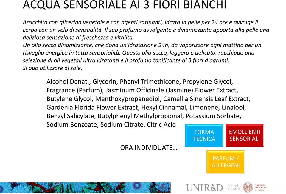 Un olio secco dinamizzante, che dona un'idratazione 24h, da vaporizzare ogni mattina per un risveglio energico in tutta sensorialità.