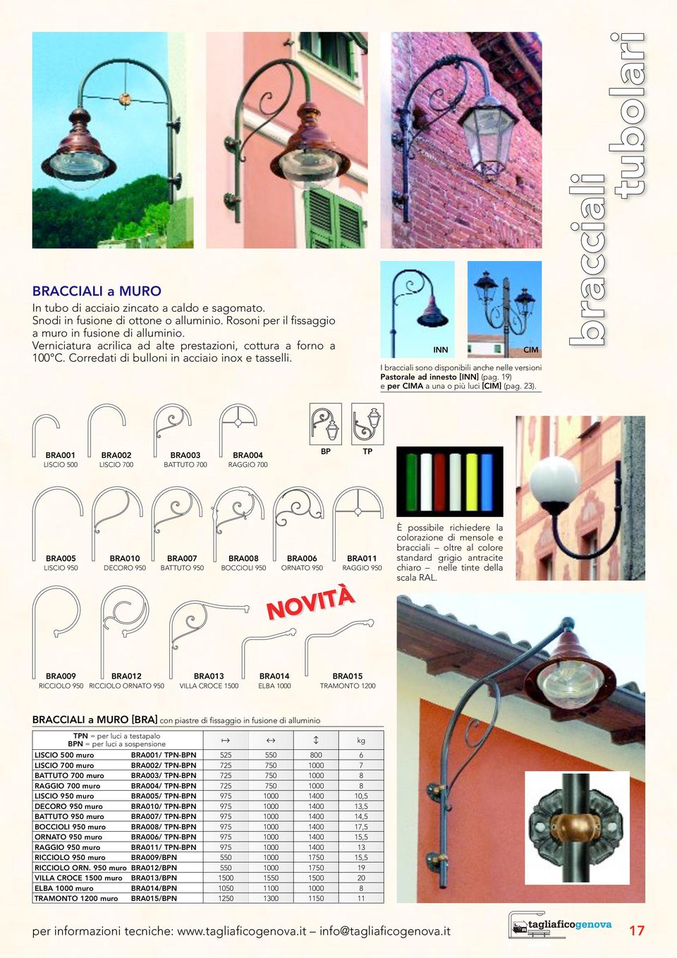 INN CIM I bracciali sono disponibili anche nelle versioni Pastorale ad innesto [INN] (pag. 19) e per CIMA a una o più luci [CIM] (pag. 23).