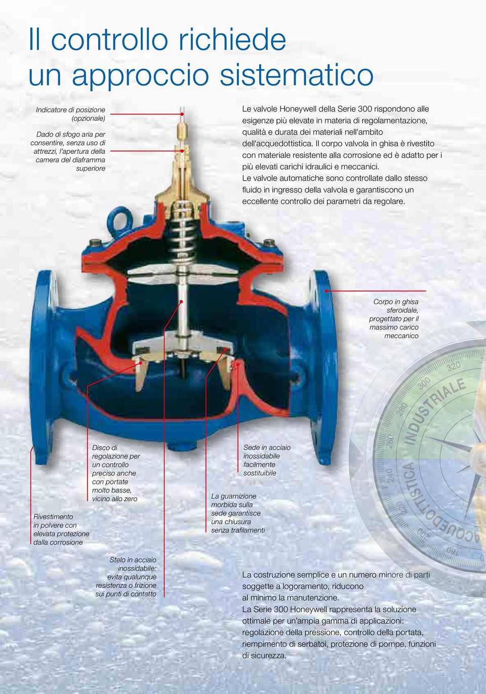 Il corpo valvola in ghisa è rivestito con materiale resistente alla corrosione ed è adatto per i più elevati carichi idraulici e meccanici.