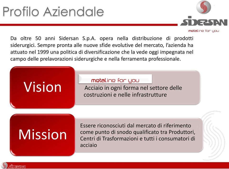 nel campo delle prelavorazioni siderurgiche e nella ferramenta professionale.