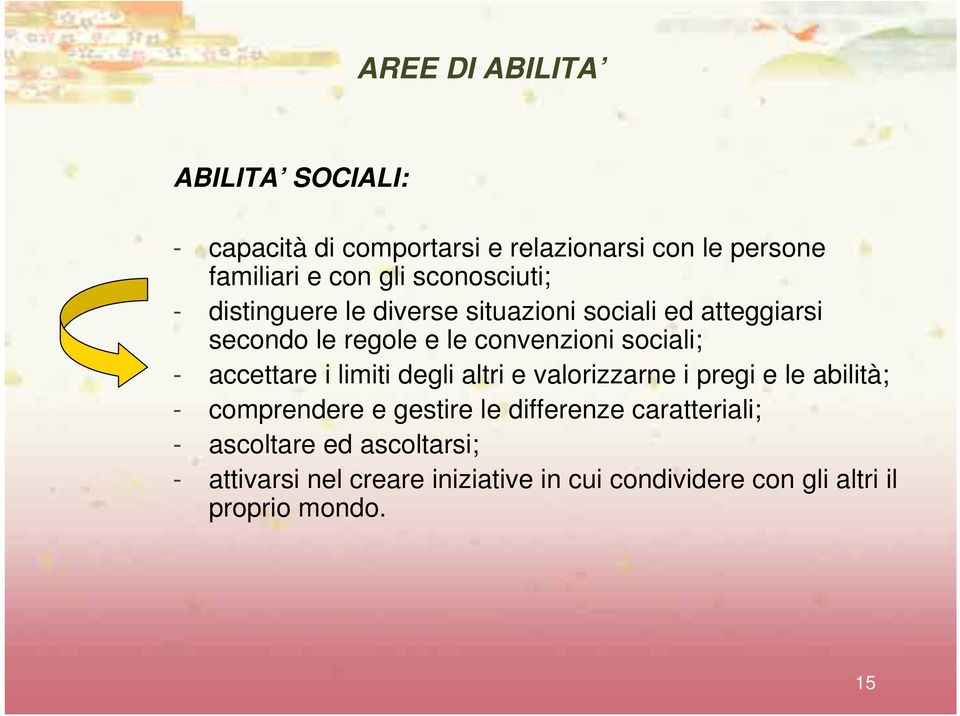 - accettare i limiti degli altri e valorizzarne i pregi e le abilità; - comprendere e gestire le differenze