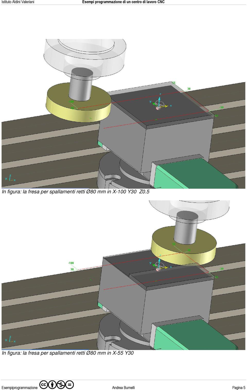 5  Ø80 mm in X-55 Y30 Esempiprogrammazione