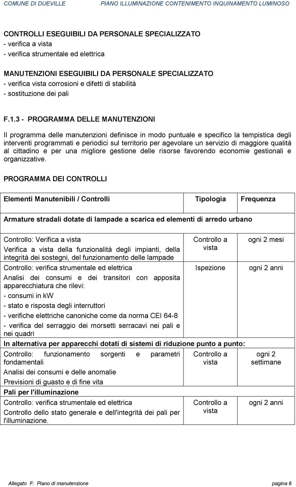 3 - PROGRAMMA DELLE MANUTENZIONI Il programma delle manutenzioni definisce in modo puntuale e specifico la tempistica degli interventi programmati e periodici sul territorio per agevolare un servizio