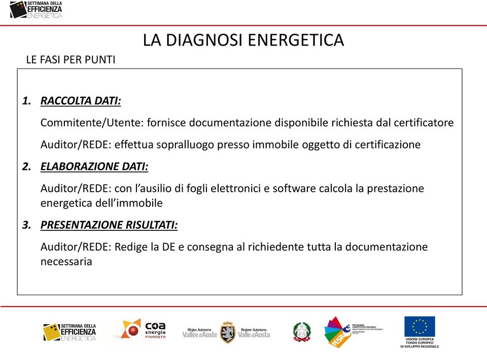 effettua sopralluogo presso immobile oggetto di certificazione 2.