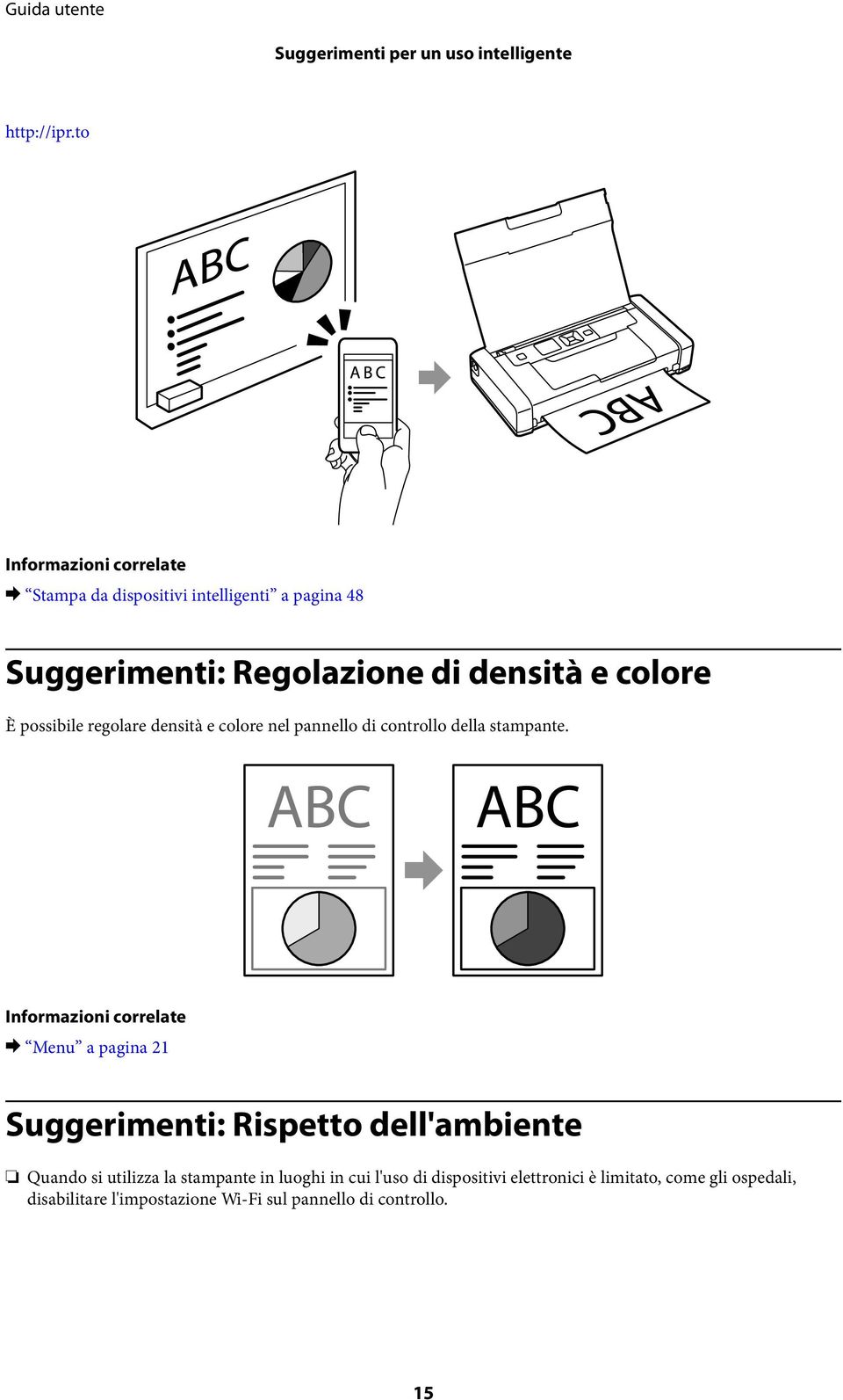 possibile regolare densità e colore nel pannello di controllo della stampante.