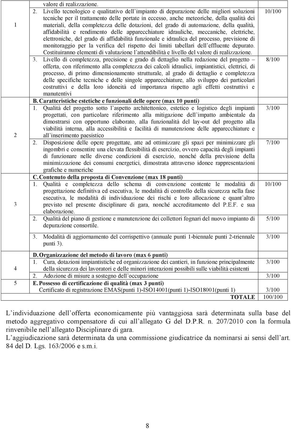 del grado di affidabilità funzionale e idraulica del processo, previsione di monitoraggio per la verifica del rispetto dei limiti tabellari dell effluente depurato.