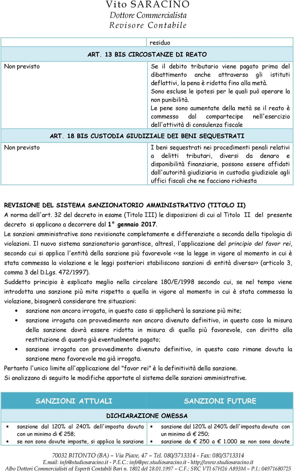 Sono escluse le ipotesi per le quali può operare la non punibilità. Le pene sono aumentate della metà se il reato è commesso dal compartecipe nell'esercizio dell'attività di consulenza fiscale ART.