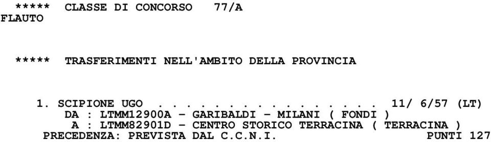 ............... 11/ 6/57 (LT) DA : LTMM12900A - GARIBALDI - MILANI (