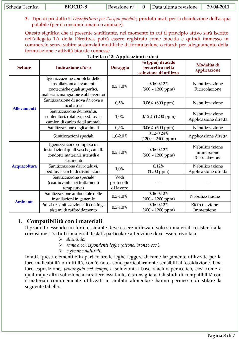 senza subire sostanziali modifiche di formulazione o ritardi per adeguamento della formulazione e attività biocide connesse.