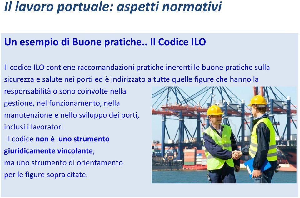 porti ed è indirizzato a tutte quelle figure che hanno la responsabilità o sono coinvolte nella gestione, nel funzionamento,