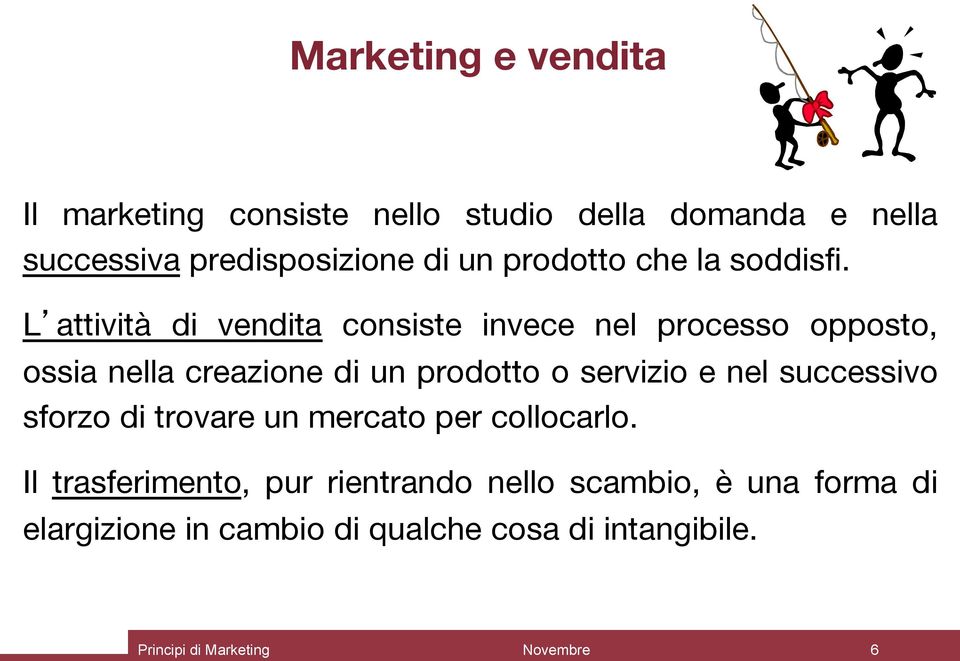 L attività di vendita consiste invece nel processo opposto, ossia nella creazione di un prodotto o