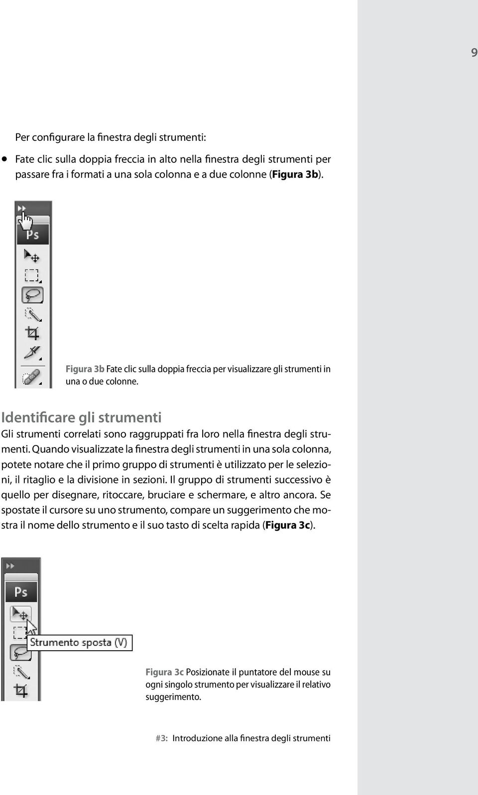 Identificare gli strumenti Gli strumenti correlati sono raggruppati fra loro nella finestra degli strumenti.