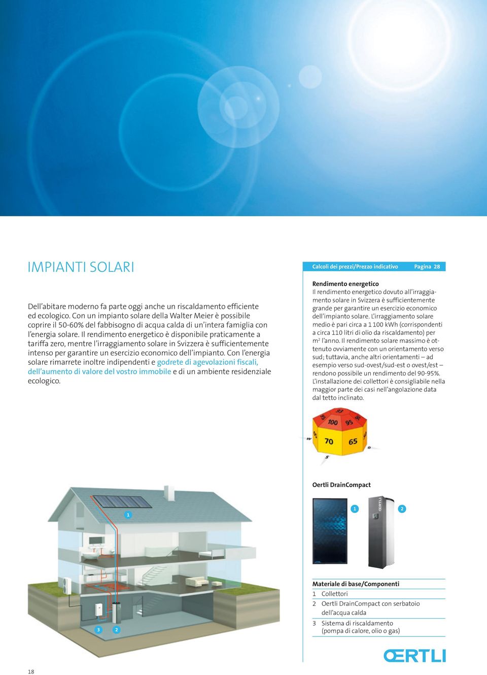 Il rendimento energetico è disponibile praticamente a tariffa zero, mentre l irraggiamento solare in Svizzera è sufficientemente intenso per garantire un esercizio economico dell impianto.