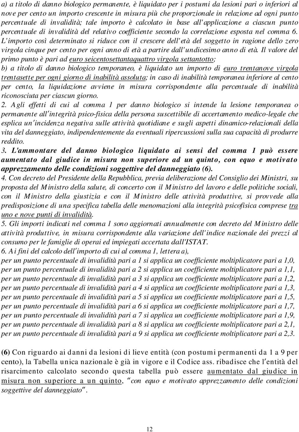 L'importo così determinato si riduce con il crescere dell' età del soggetto in ragione dello zero virgola cinque per cento per ogni anno di età a partire dall'undicesimo anno di età.