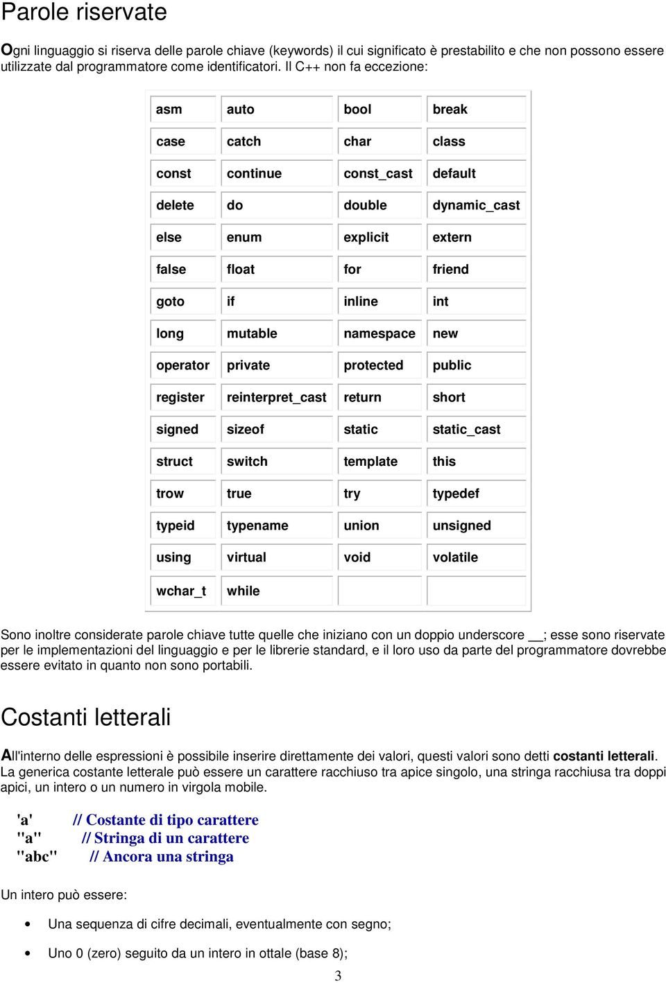 long mutable namespace new operator private protected public register reinterpret_cast return short signed sizeof static static_cast struct switch template this trow true try typedef typeid typename