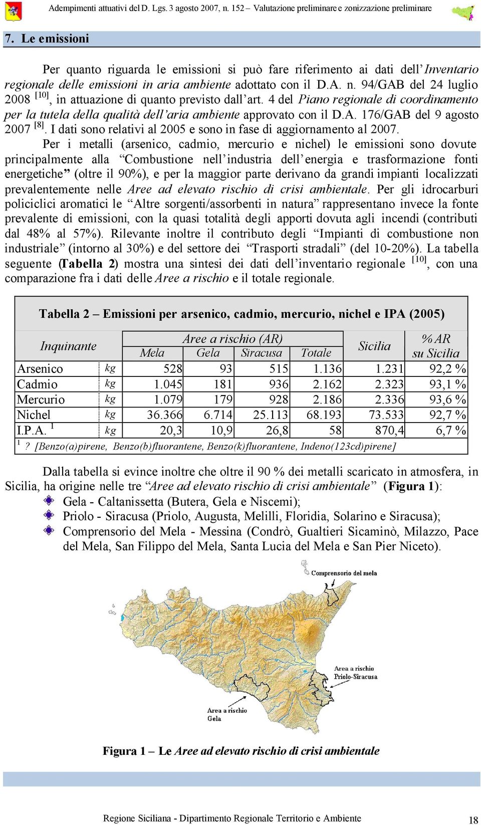 I dati sono relativi al 2005 e sono in fase di aggiornamento al 2007.