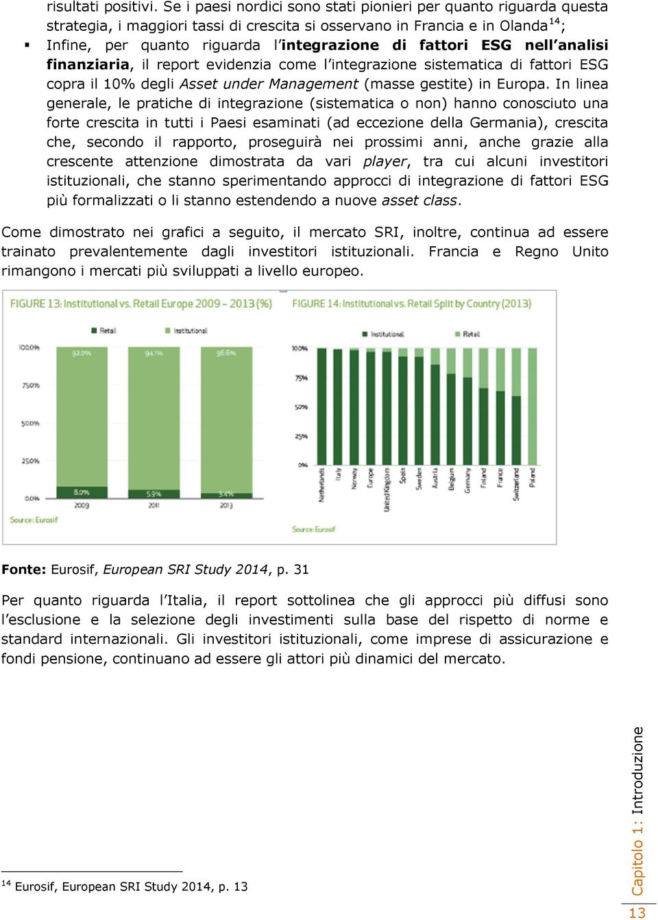 fattori ESG nell analisi finanziaria, il report evidenzia come l integrazione sistematica di fattori ESG copra il 10% degli Asset under Management (masse gestite) in Europa.