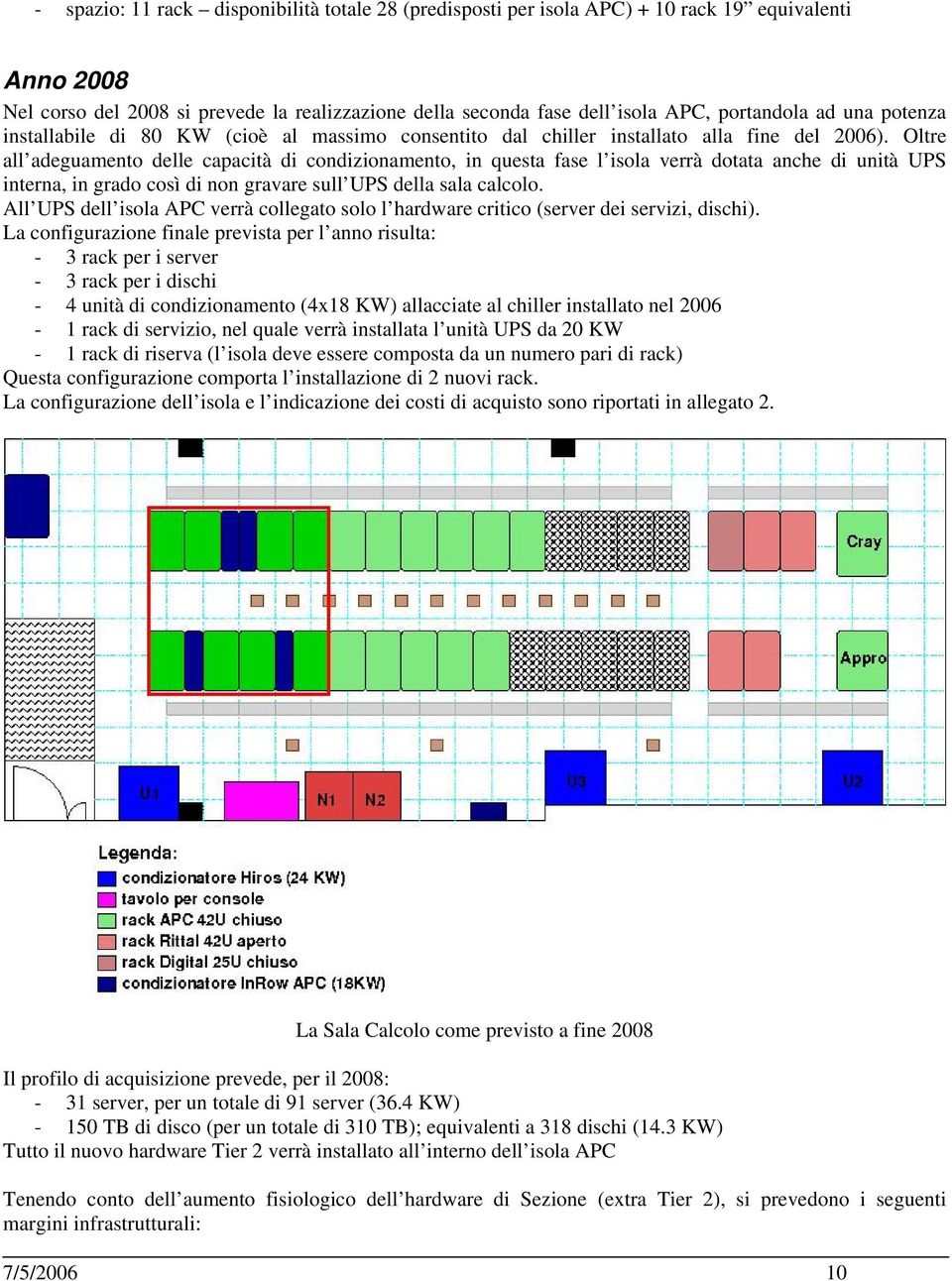Oltre all adeguamento delle capacità di condizionamento, in questa fase l isola verrà dotata anche di unità UPS interna, in grado così di non gravare sull UPS della sala calcolo.