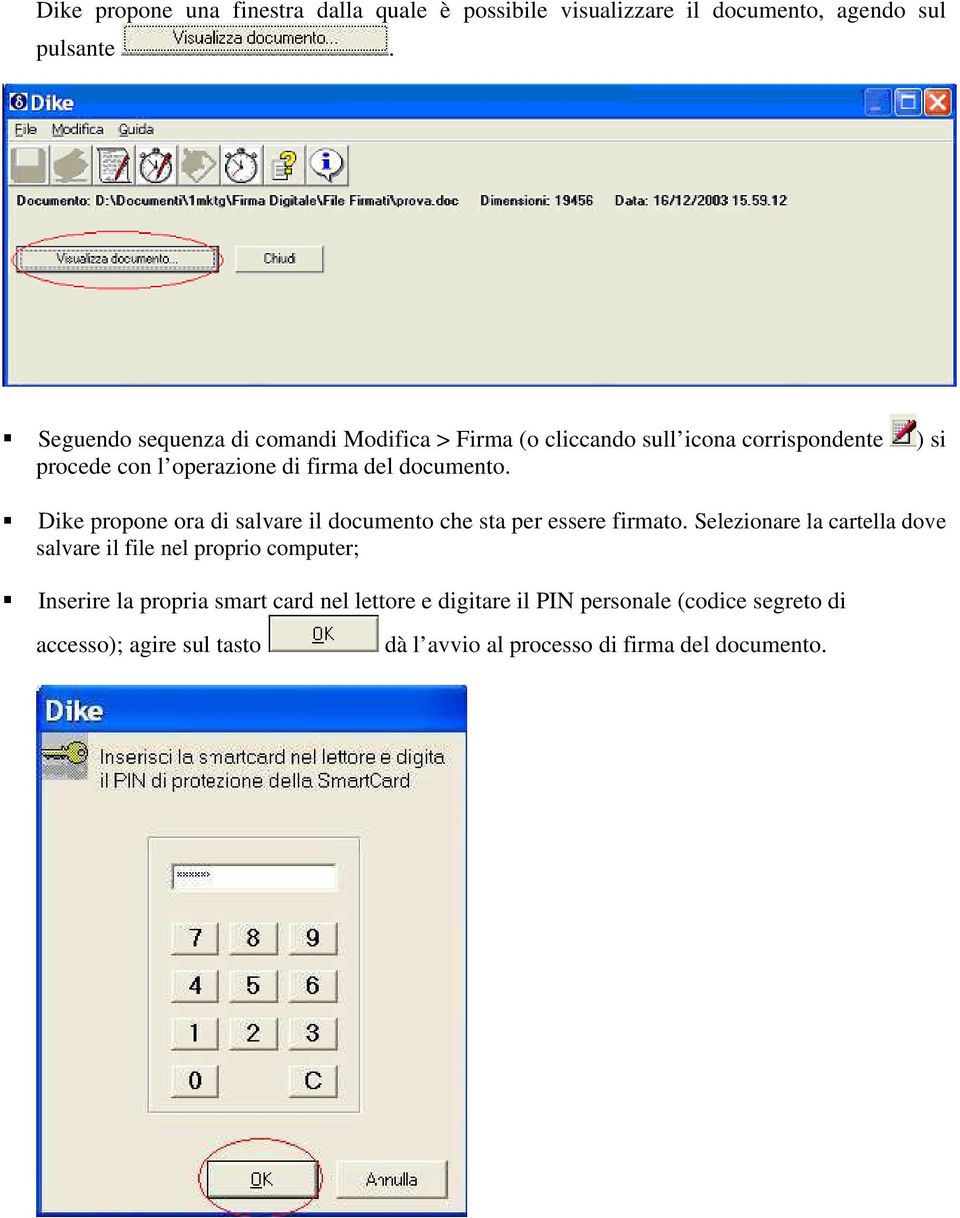 documento. Dike propone ora di salvare il documento che sta per essere firmato.