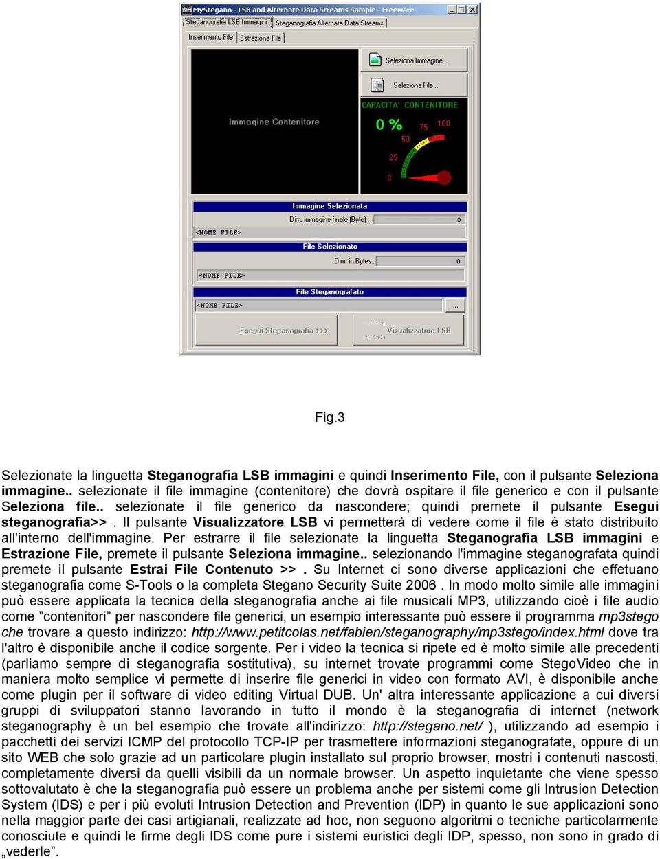 . selezionate il file generico da nascondere; quindi premete il pulsante Esegui steganografia>>.