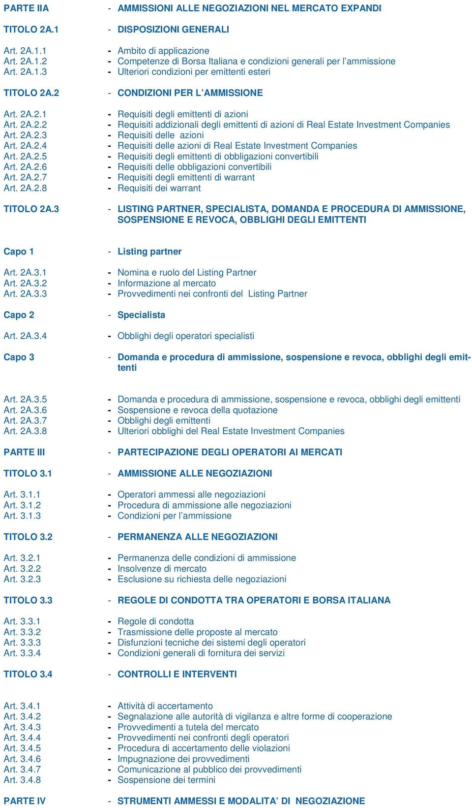 emittenti esteri - CONDIZIONI PER L AMMISSIONE - Requisiti degli emittenti di azioni - Requisiti addizionali degli emittenti di azioni di Real Estate Investment Companies - Requisiti delle azioni -