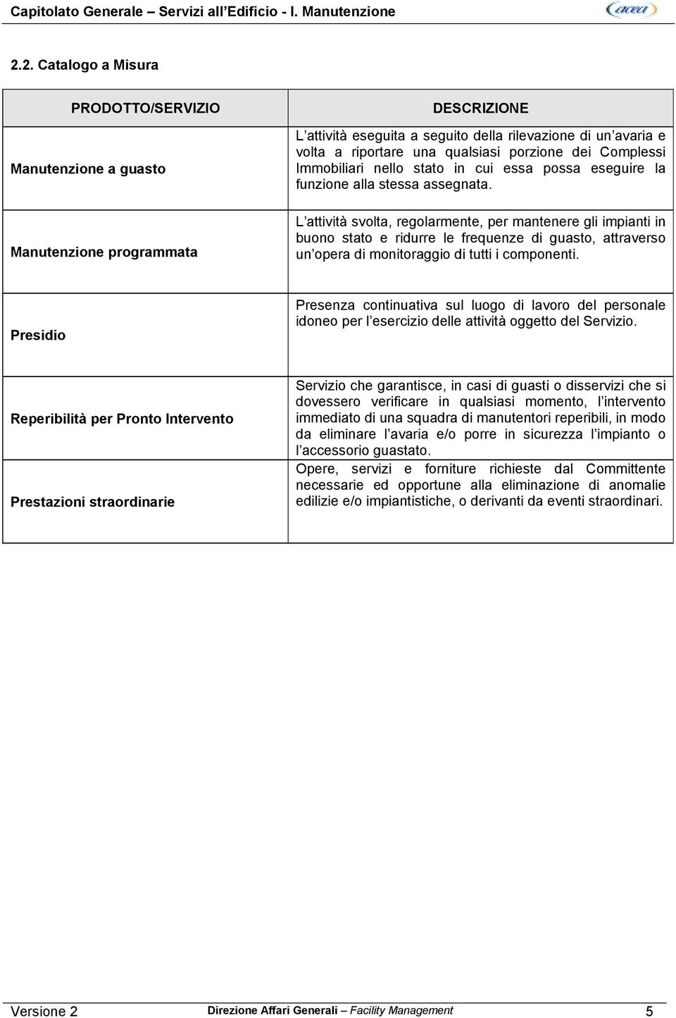 porzione dei Complessi Immobiliari nello stato in cui essa possa eseguire la funzione alla stessa assegnata.