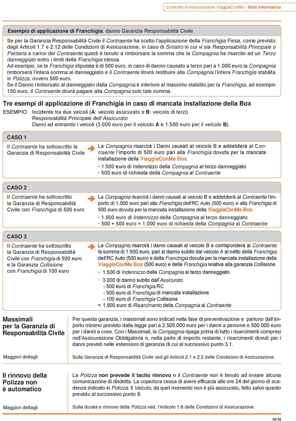 12 delle Condizioni di Assicurazione, in caso di Sinistro in cui vi sia Responsabilità Principale o Paritaria a carico del Contraente questi è tenuto a rimborsare la somma che la Compagnia ha